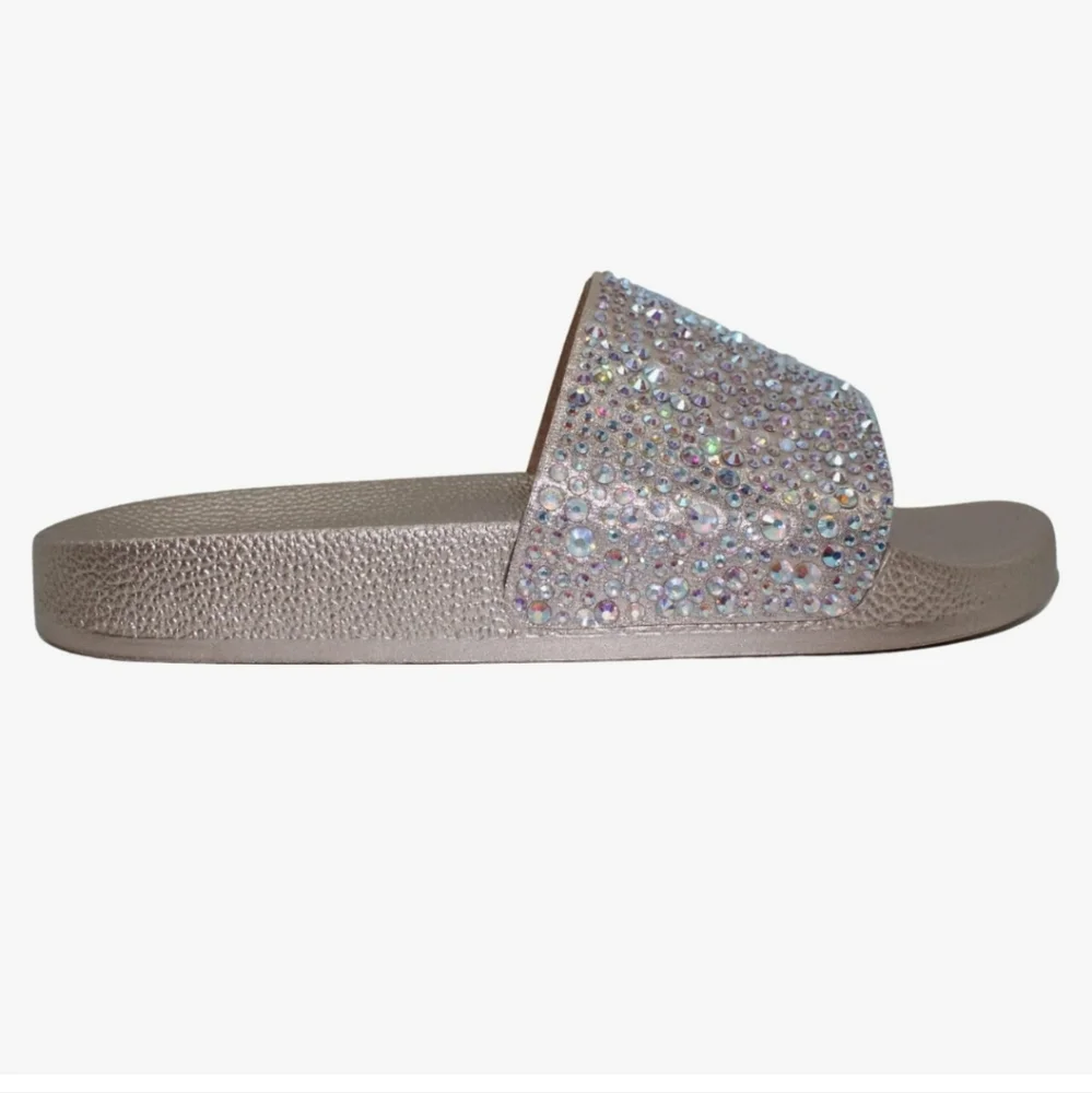 INC Women's Rhinestone Pool Sandal Size 8 Silver - Picture 2 of 3